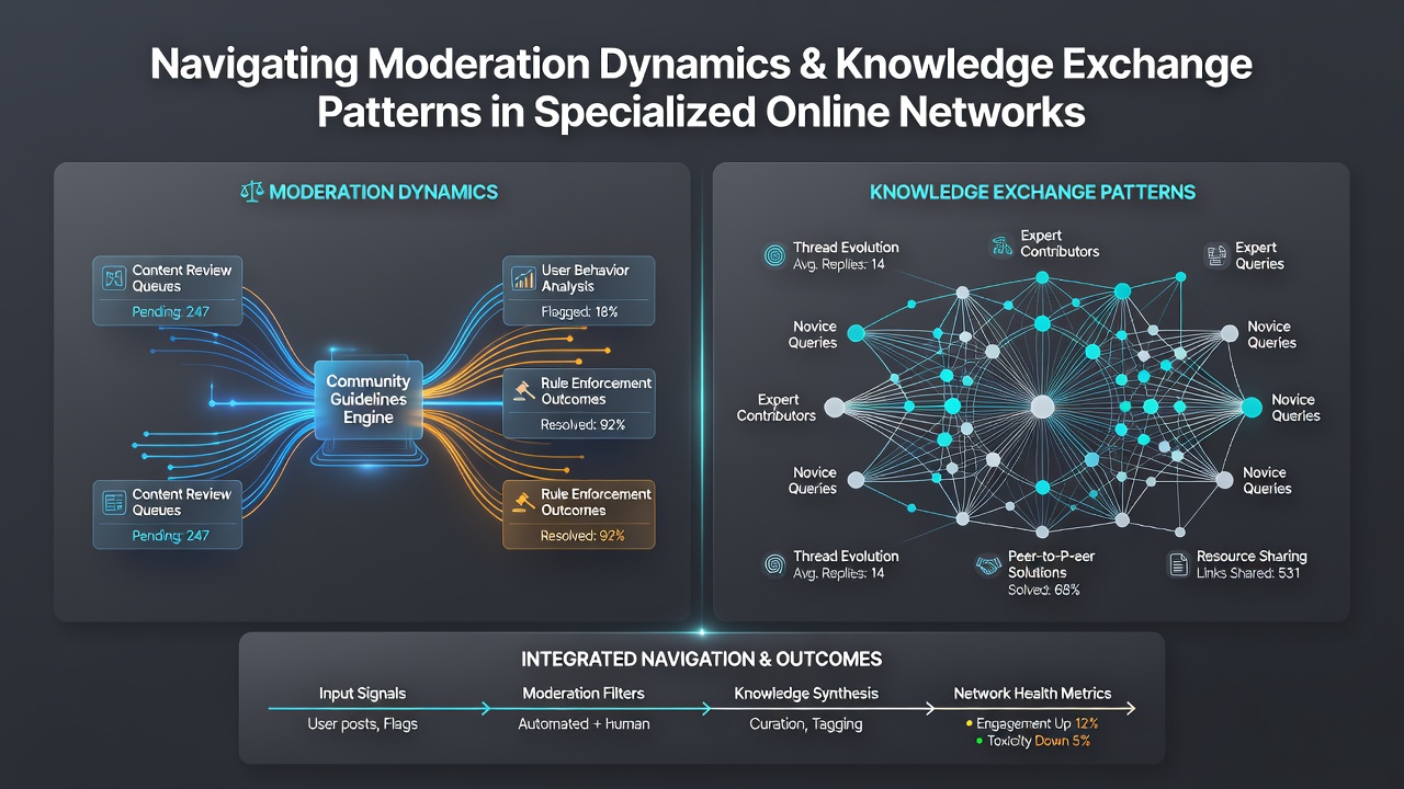 Knowledge exchange visualization with connected user nodes in a specialized forum setting