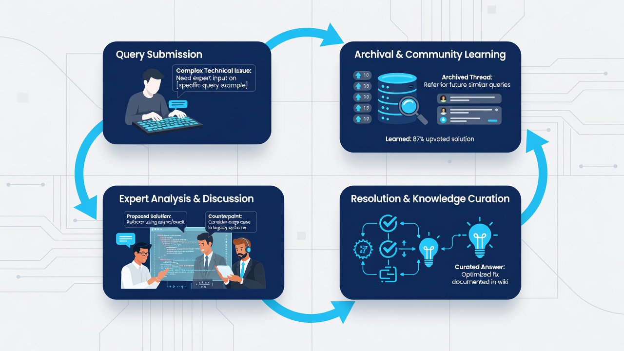 Screenshot of an active expert forum thread illustrating discussion flow and knowledge refinement